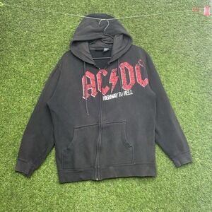 AC/DC Rockware Highway To Hell Hoodie Mens Medium Black Graphic Sweatshirt Zip